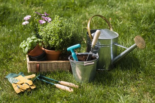 Illustration of a gardener tending a garden — Gardeners Addiscombe logo context